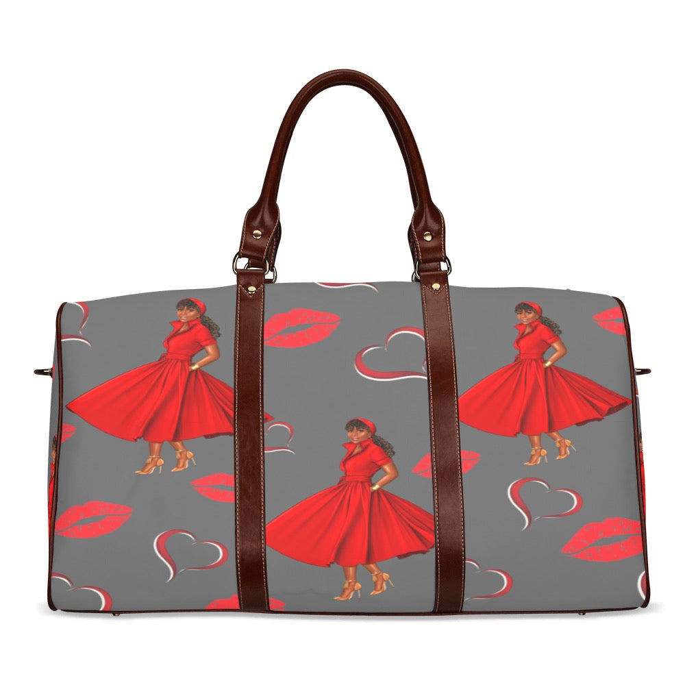 "Red Hearts with Kisses" Canvas Duffle Bag