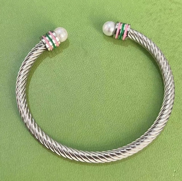 Yurman inspired Pink and Green Pearl