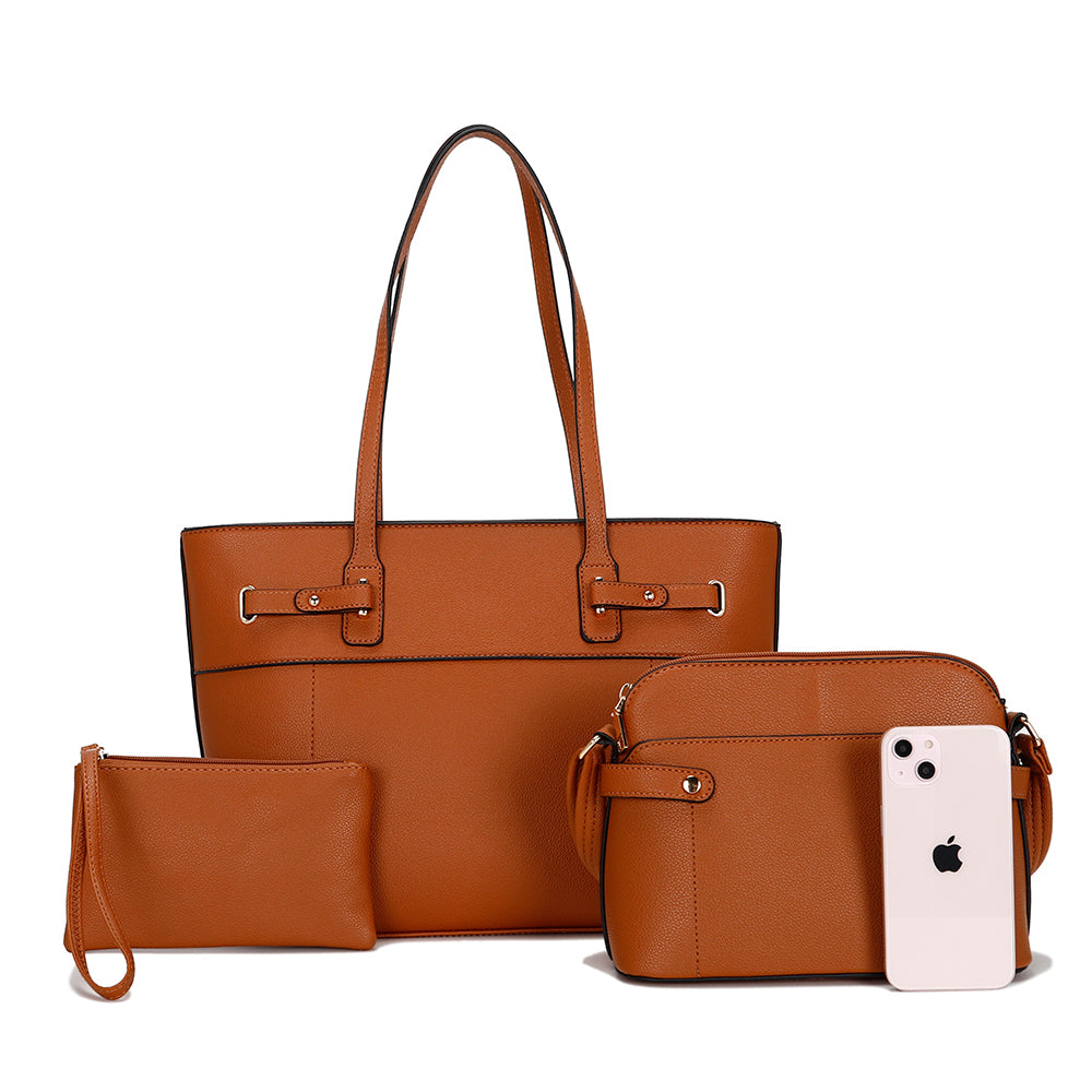 3-piece Cognac Tote Set