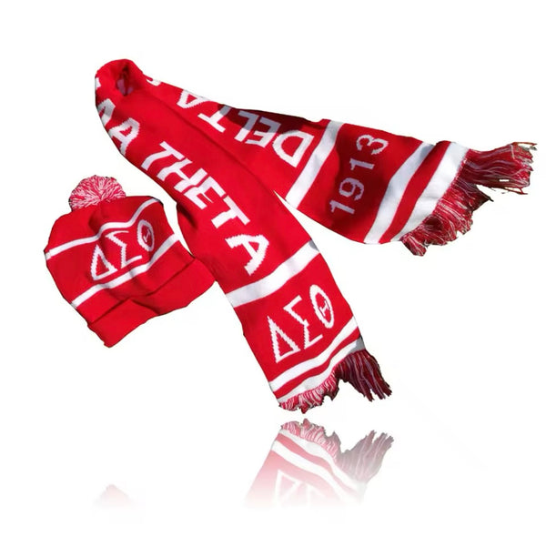 Red Delta Hat & Scarf Set - The Casual Den
