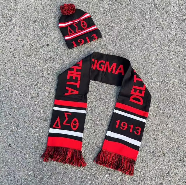 Black Delta Hat & Scarf Set