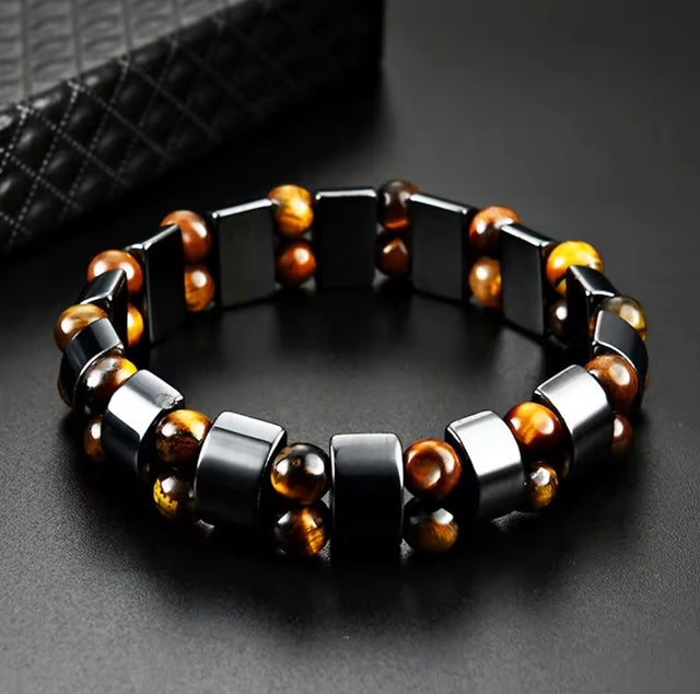 Hematite Double Tiger Eye Bracelet