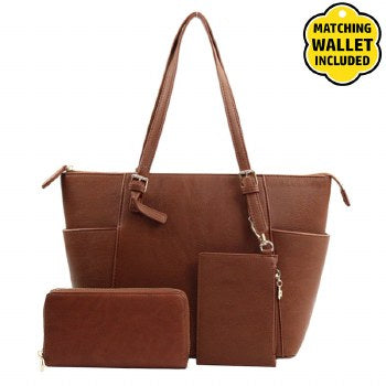 Classic Brown Tote with Wallet
