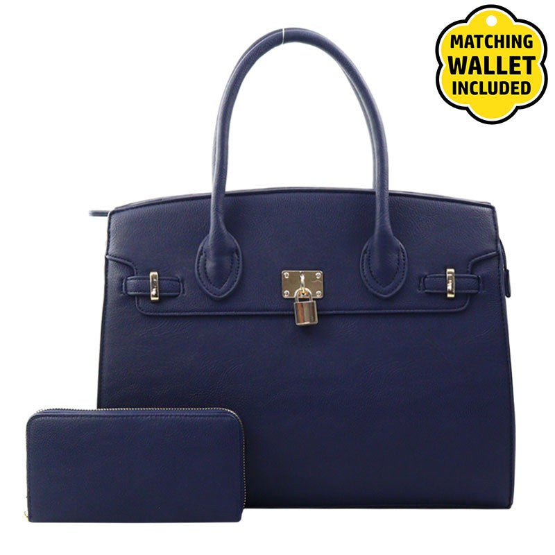 Navy Locket Large Bag with Wallet