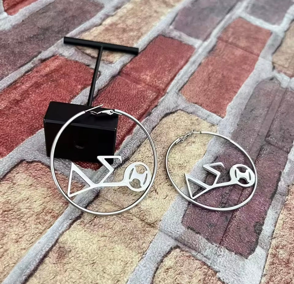 DST Letter Hoop Earrings