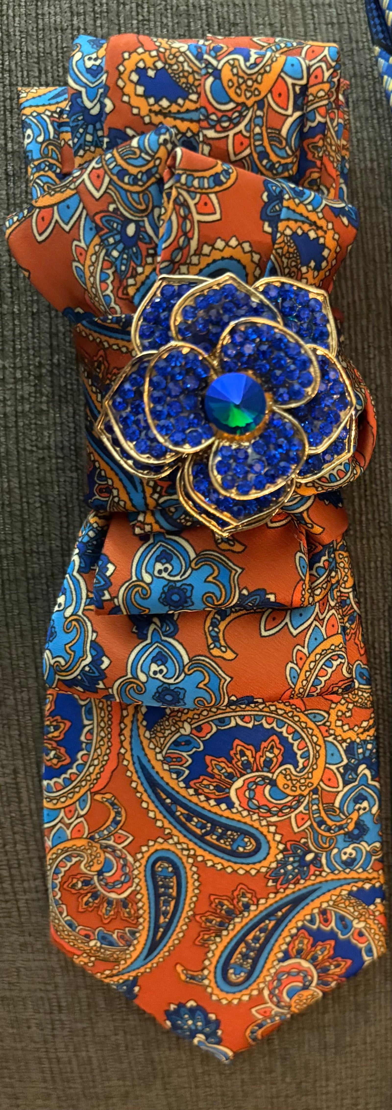 Orange Crush with a Dash of Blue Tie