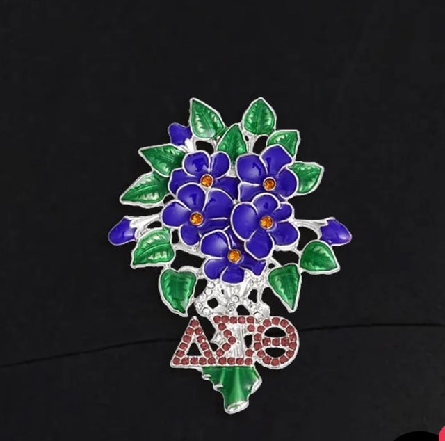 The Purple Violet in Silver Brooch