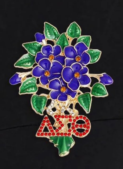 Purple Violet Brooch in Gold