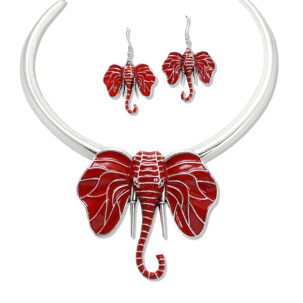 Red/Silver Trunk Necklace Set