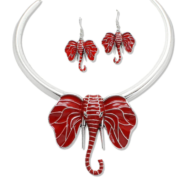 Red/Silver Trunk Necklace Set