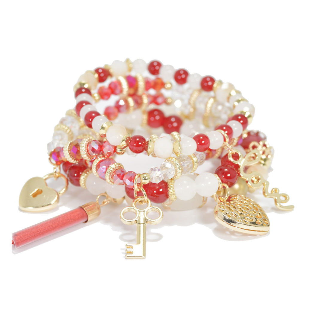 A touch of Red and White Stone Bracelet