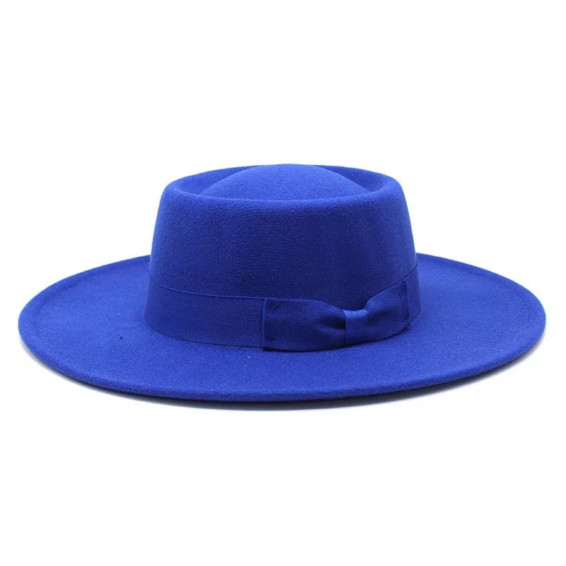 Ladies Wide Brim Royal Blue Fedora