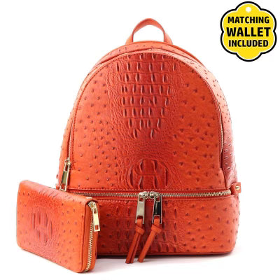 Orange Backpack Set with matching wallet