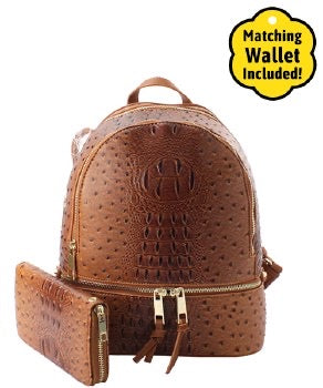 Cognac Backpack with Wallet